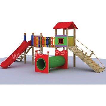 Kırmızı Ahşap Oyun Parkı